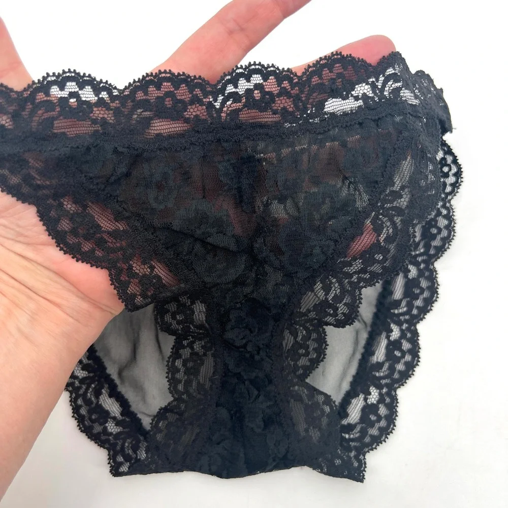 Vintage Glydon's Black Lace Sheer High Leg Panties Made‎ in USA Size S - Picture 2 of 7